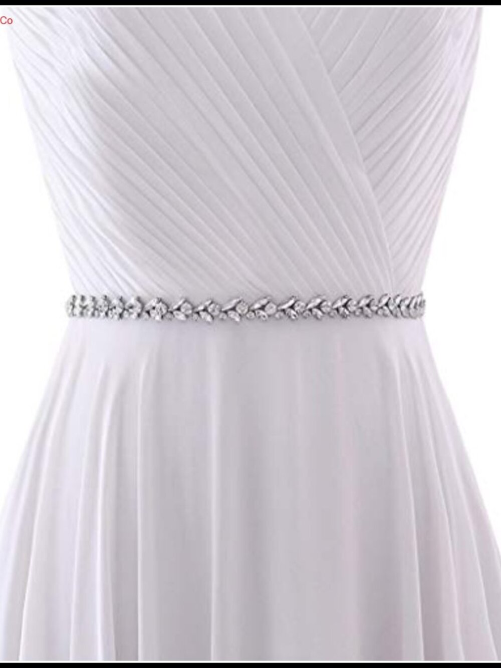 Rhinestone Bridal Belt Wedding Dress Sash with Silver Clasp & Satin Ribbon